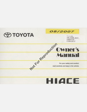 toyota hiace 2007 2008 2009 2010 owners manual